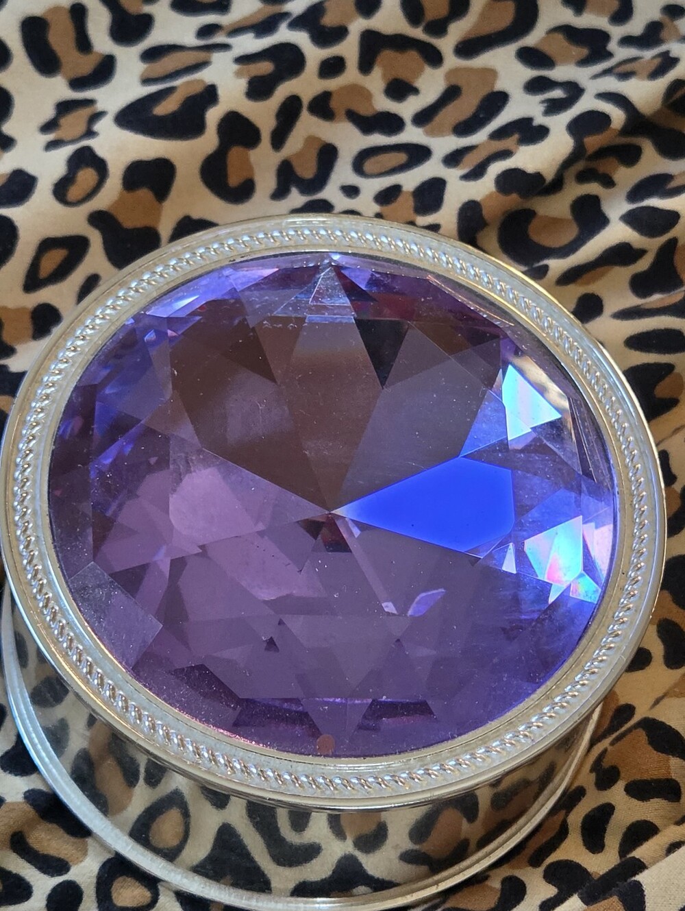Medium  Faceted Purple Jewel Trinket Box